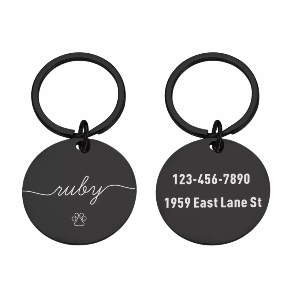 Custom Dog Collar Tags Black Front And Back