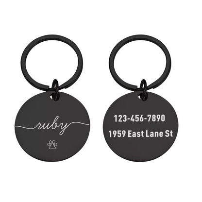 Custom Dog Collar Tags Black Front And Back