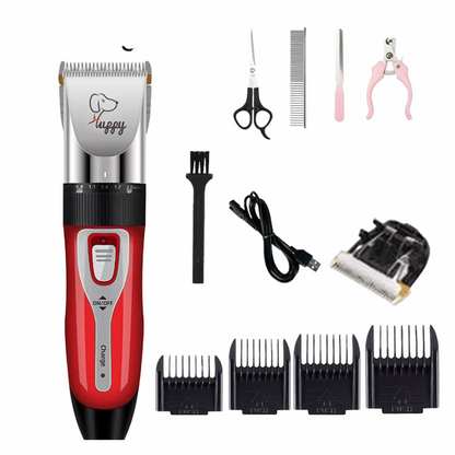 Rechargeable Pet Hair Clippers Red Full Set