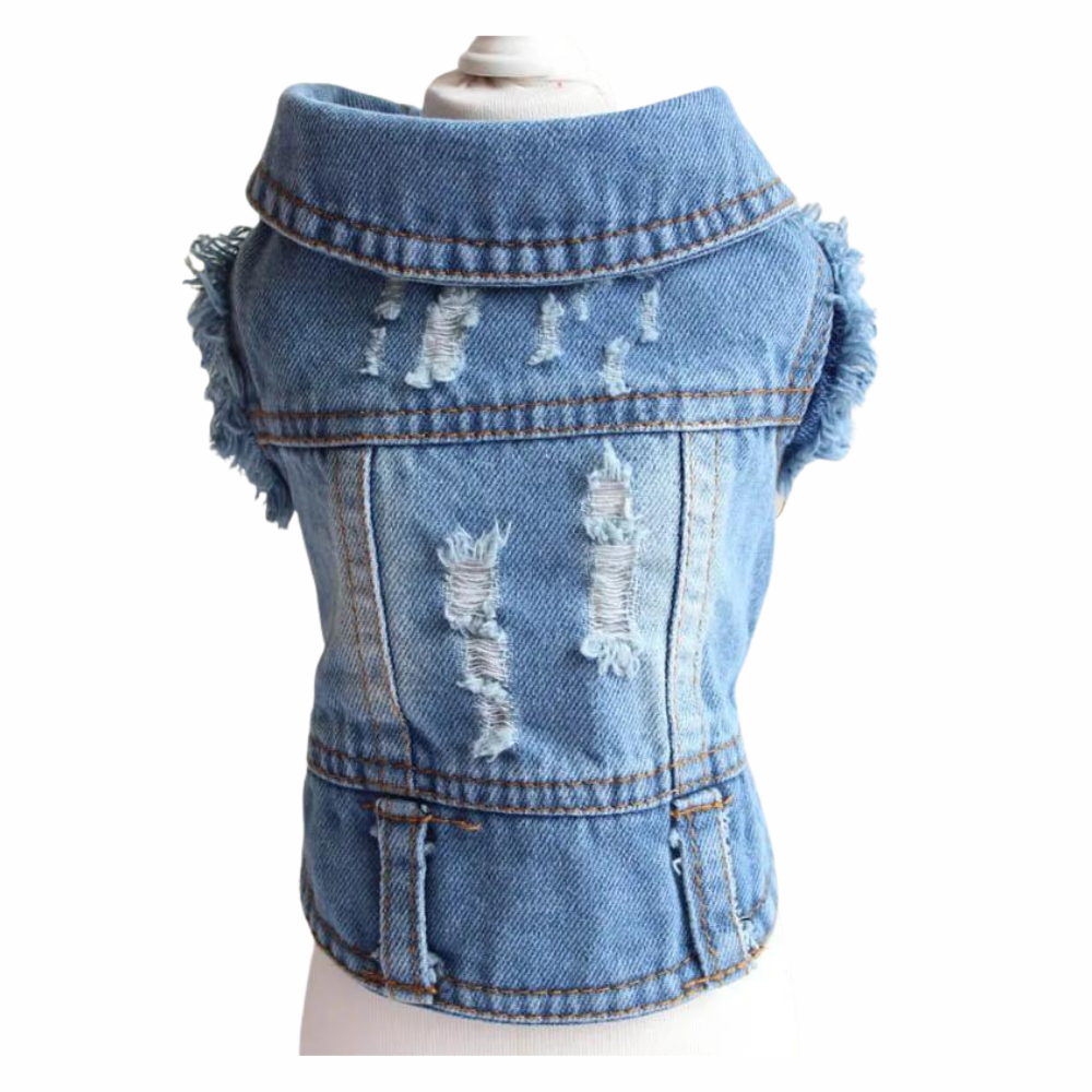 Chic Spring Denim Vest Stylish Dog Apparel Back