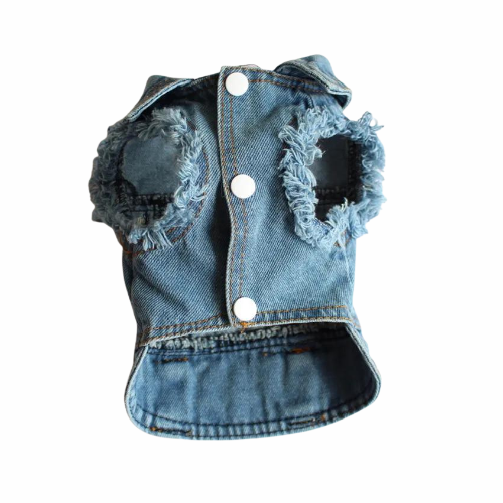 Chic Spring Denim Vest Stylish Dog Apparel Front