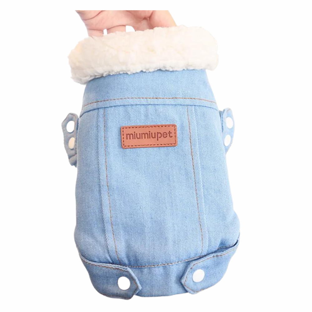 Chic Winter Dog Jacket Stylish Denim Coat Light Blue