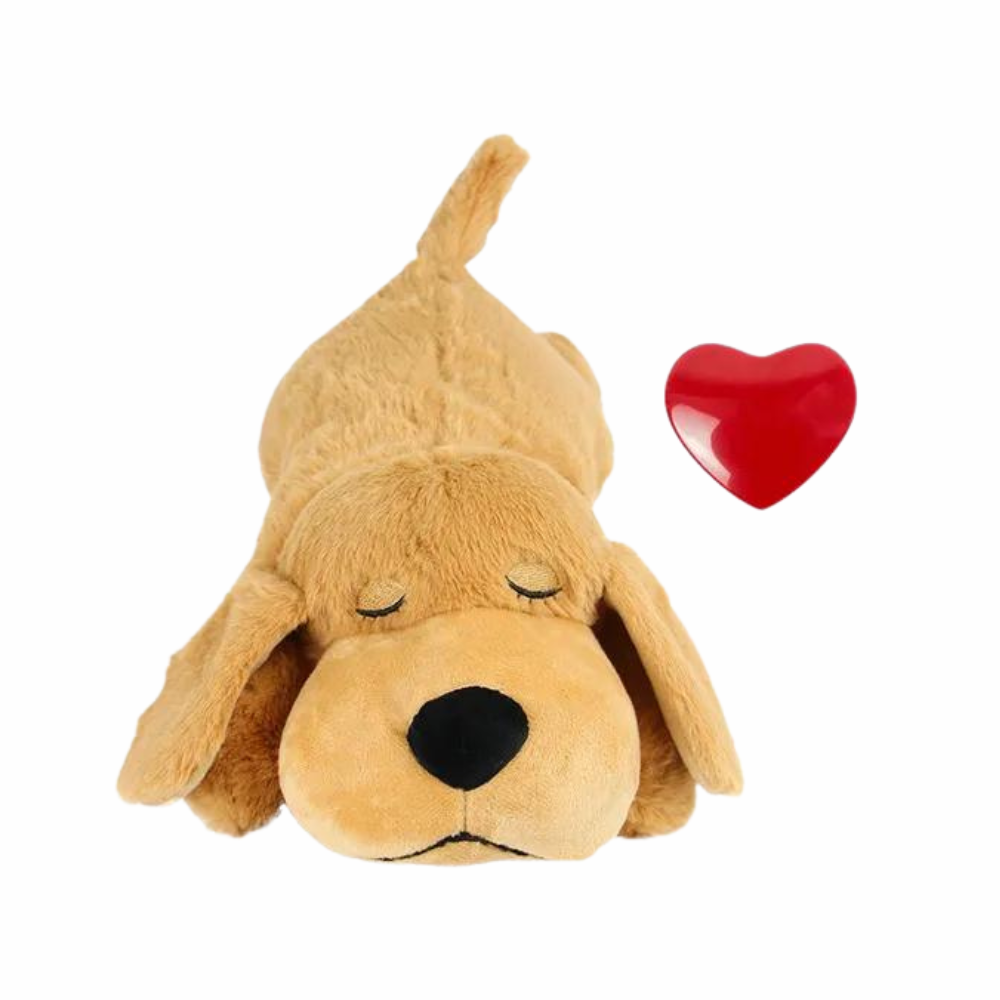 Brown Heartbeat Puppy Snuggle Toy