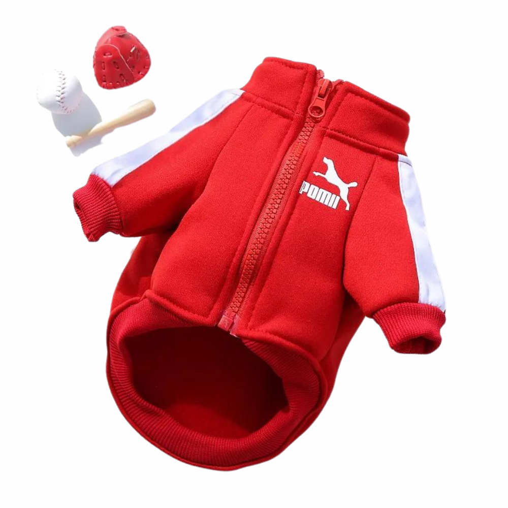 Winter Baseball Dog Jacket Red