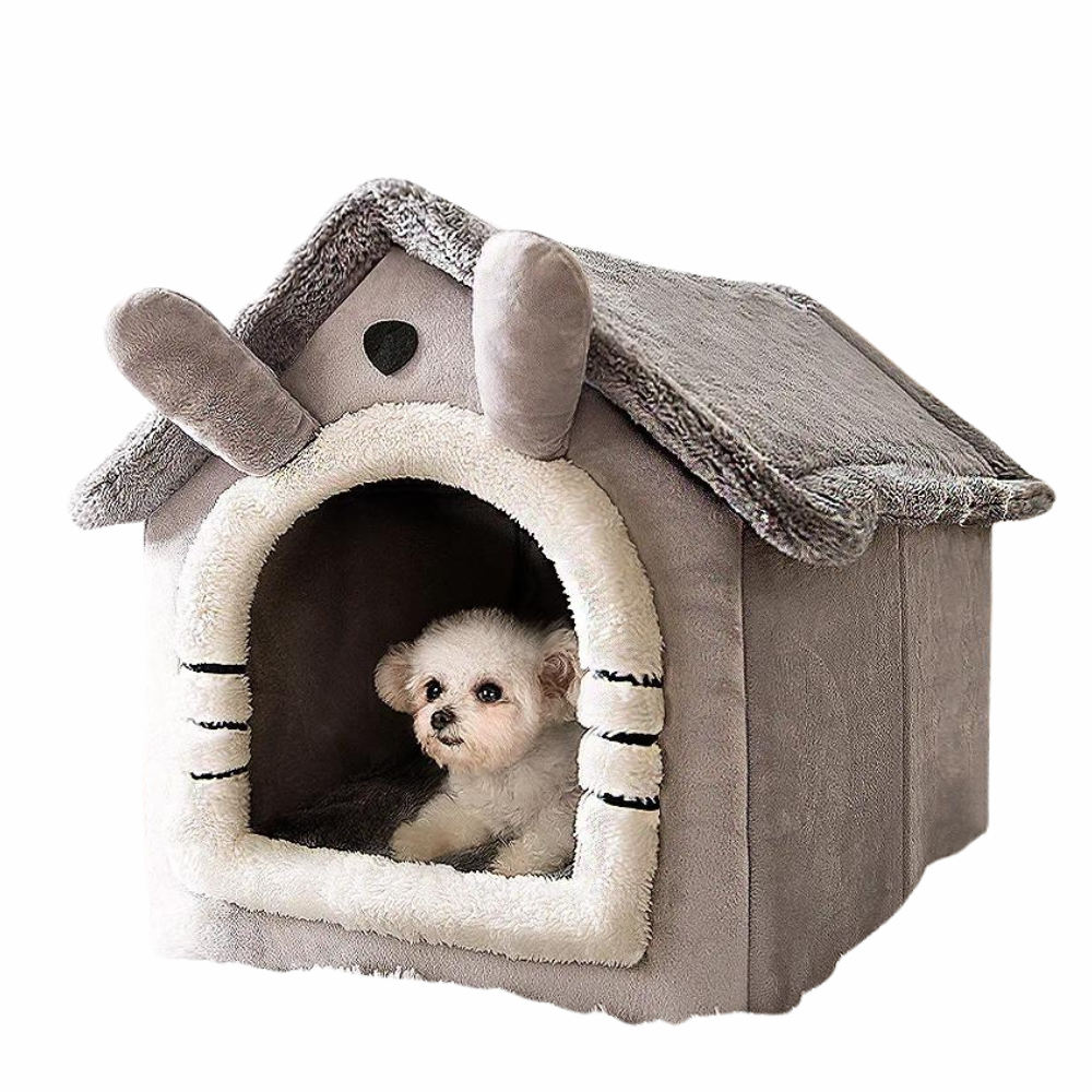 Gray And White Winter Foldable Pet Bed